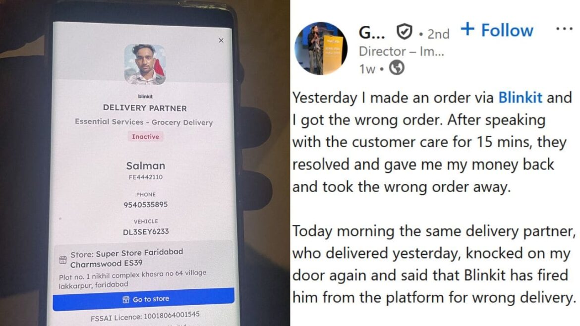 Blinkit Fired Its Delivery Partner Over Wrong Delivery