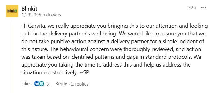 Blinkit comment