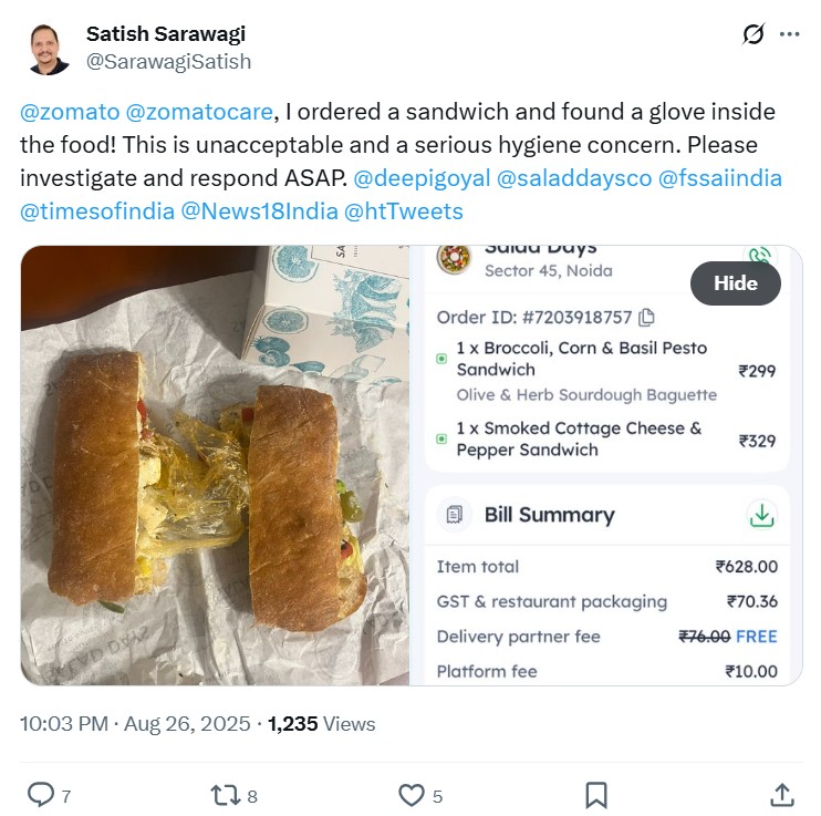 Satish Sarawagi post on X