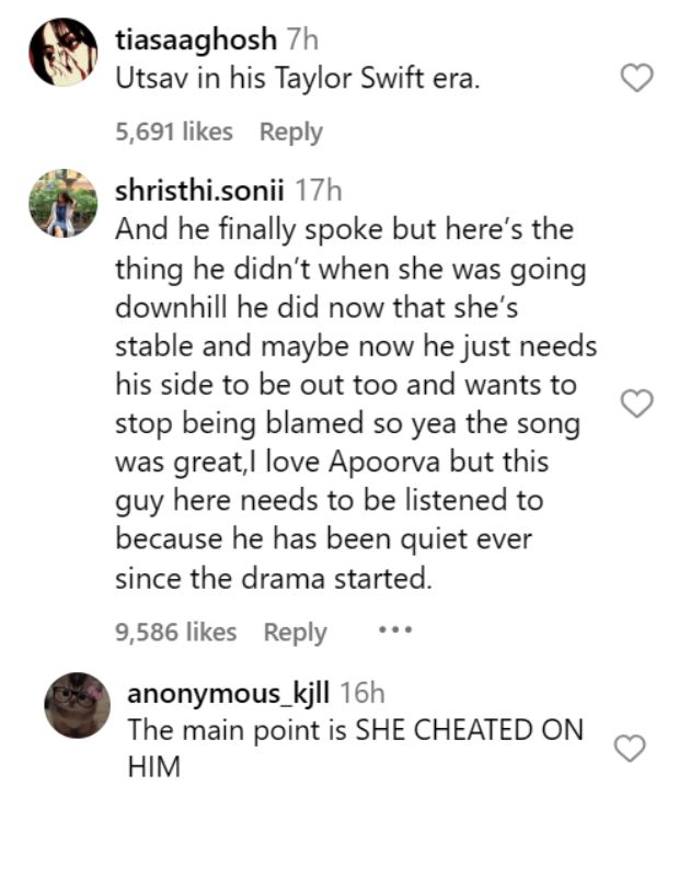netizens reactions on utsav dahiya song for apoorva 2