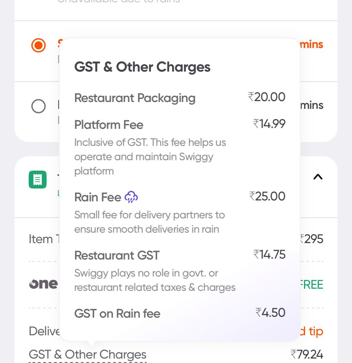 Hiked up fees on Swiggy