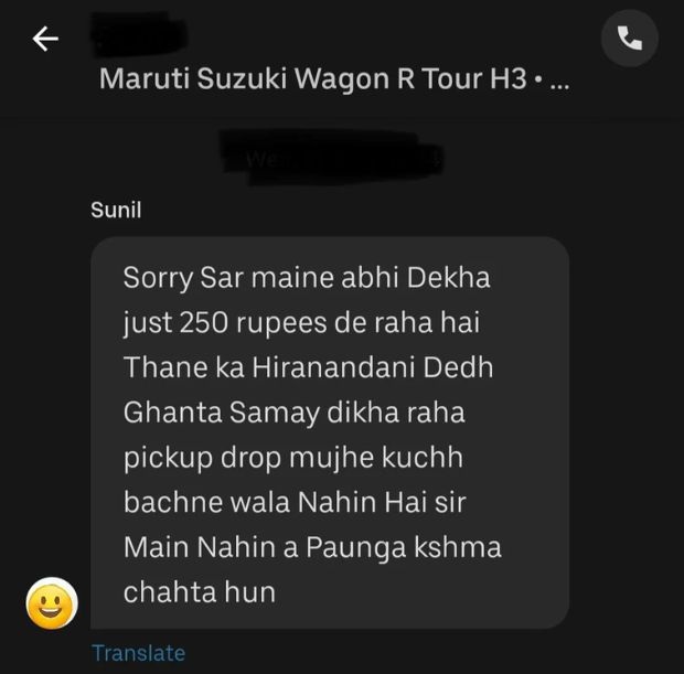driver honest reply for cancelling ride won hearts