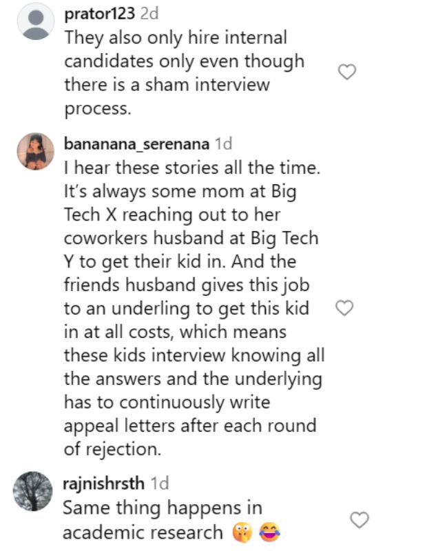 nepotism in it industry post comment 3