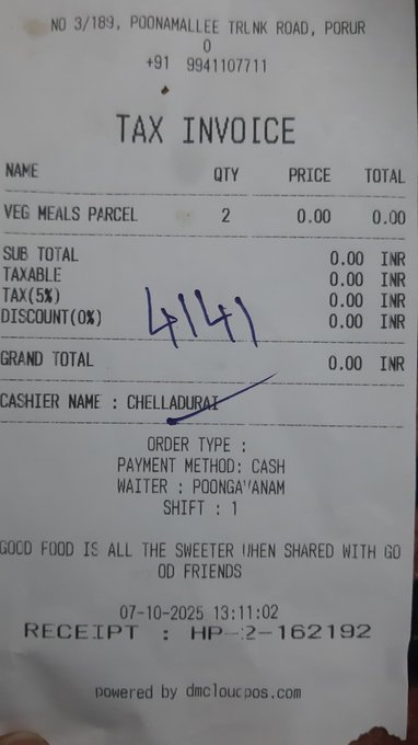 Customer Shares Shocking Rs 0 Bill For Meals Ordered Online