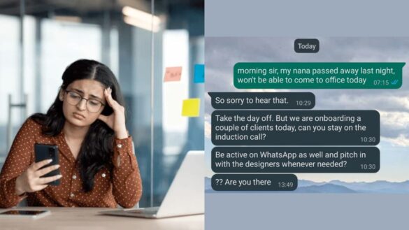 Employee Requests Leave After Grandfather’s Demise, Manager’s Insensitive Reply Goes Viral