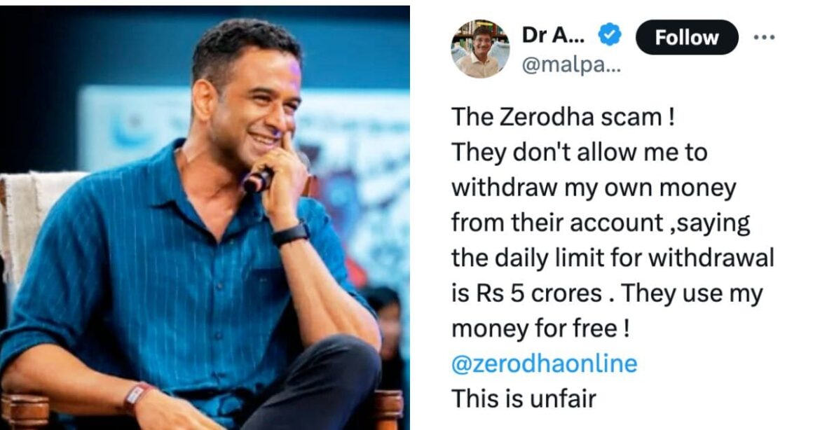 Nithin Kamath on zerodha withdrawal limit