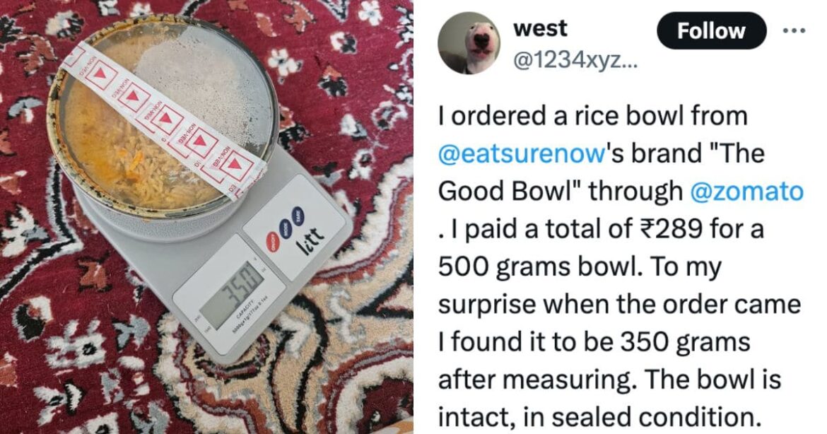 zomato 350 Grams of Food Instead of 500