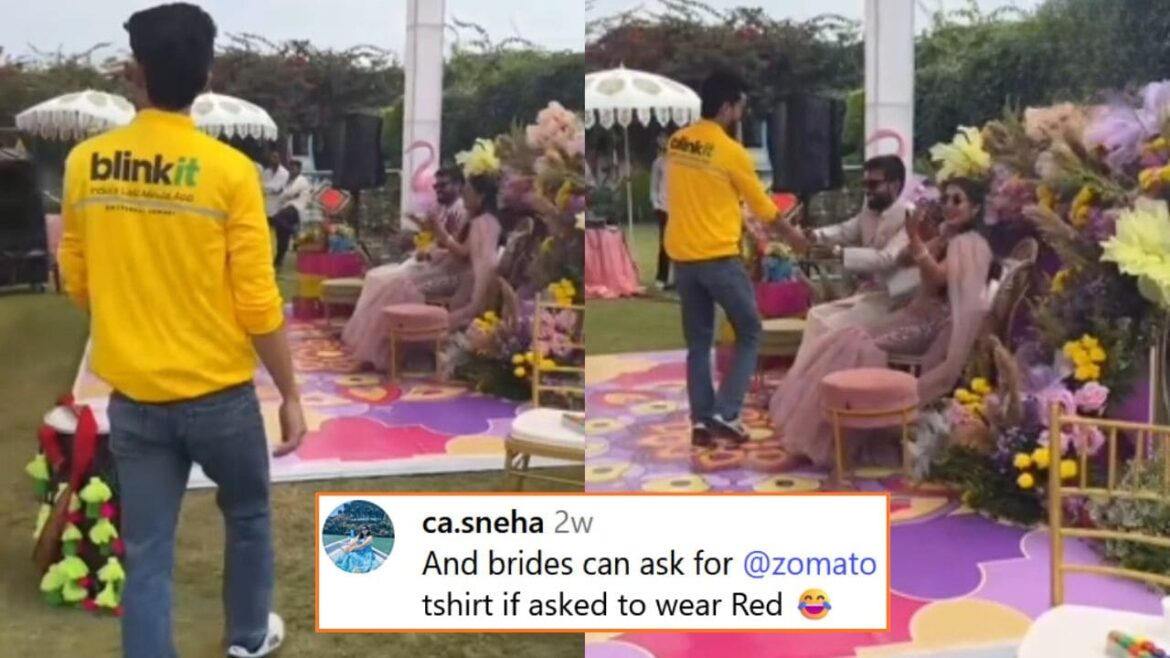 Man Attends Friend’s Haldi Ceremony In Blinkit Uniform