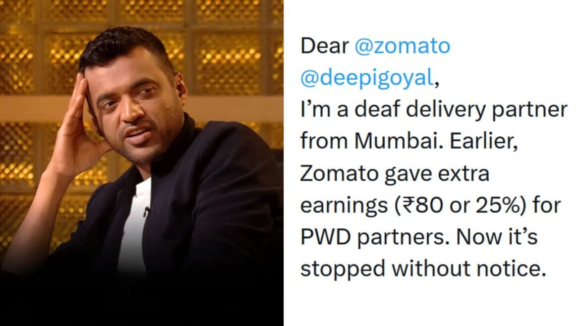 zomato Deaf Delivery Partner Complains About Rollback Of Disability Incentives
