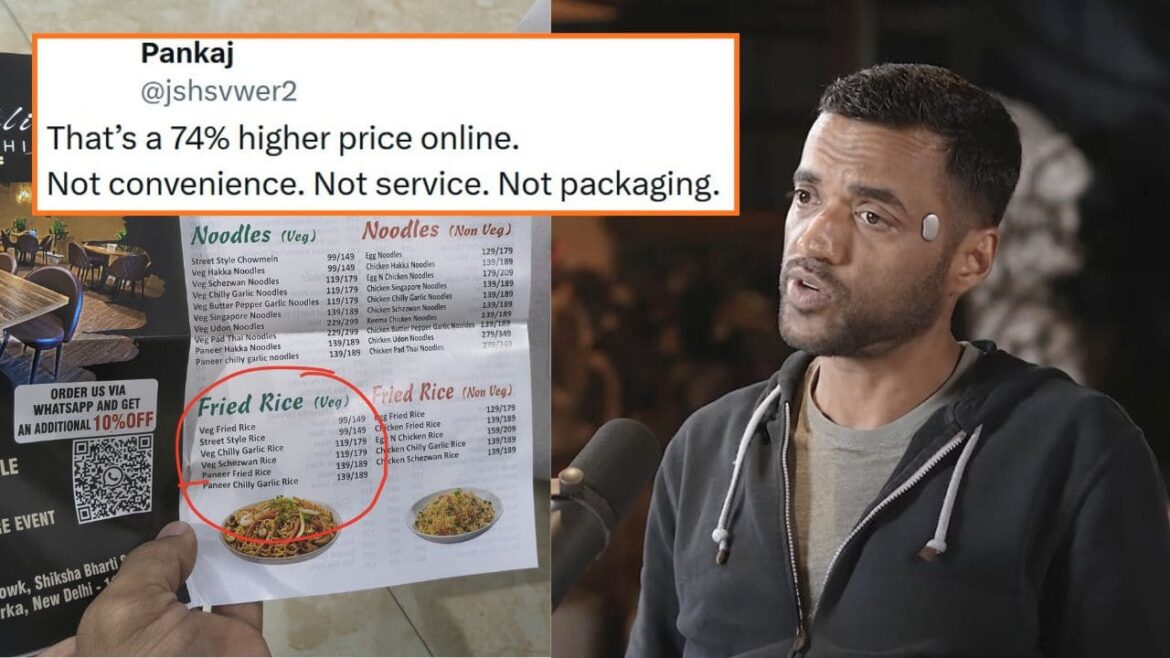 Customer Complains About 74% Price Hike Online Compared To Restaurant’s Menu