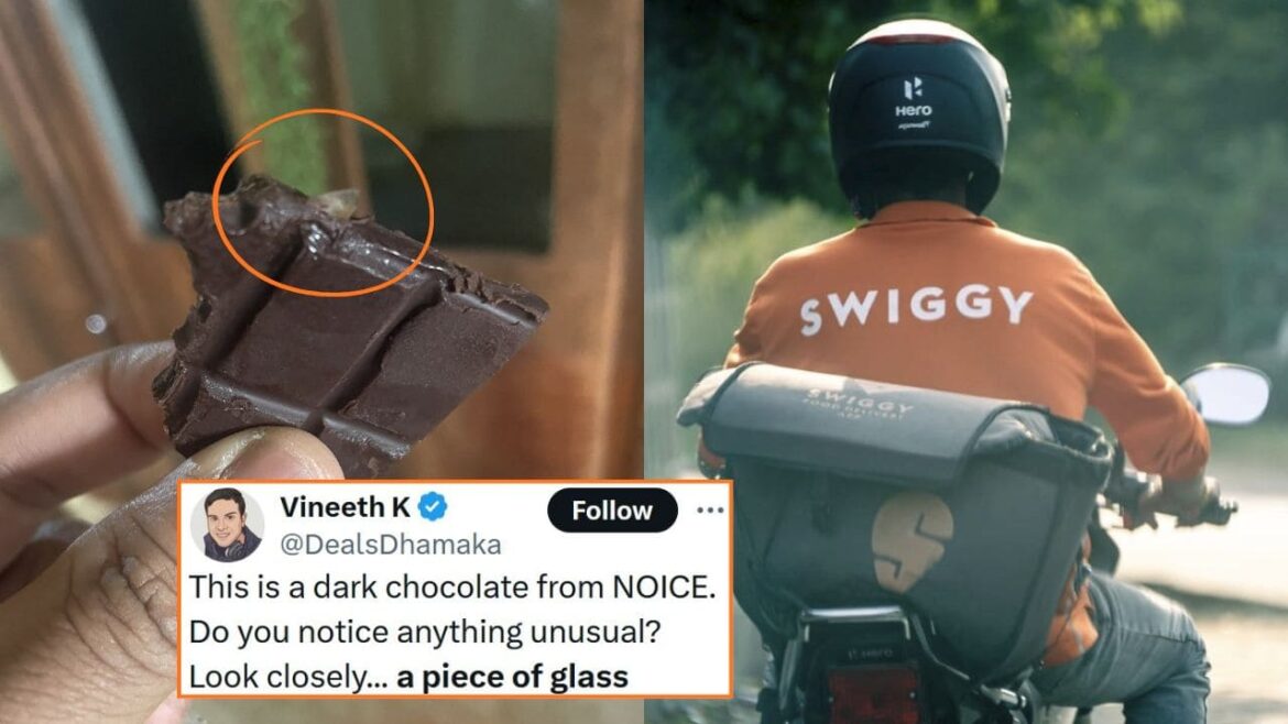 Company Responds After Glass Fragment Is Found in Swiggy’s NOICE Dark Chocolate