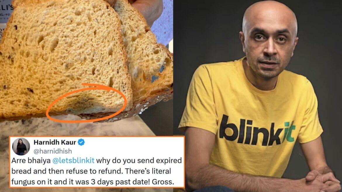 Customer Complains Of Receiving Expired Bread With Fungus blinkit